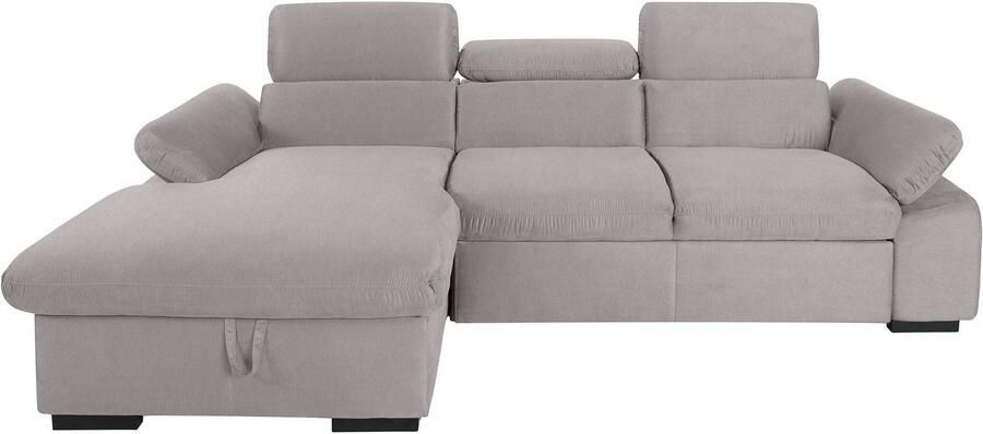 COTTA Hoekbank Lola L-vorm met hoofdeinde-functie & poef keuze met bedfunctie bedlade & armleuningverstelling (set)