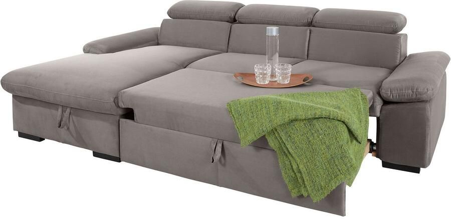 COTTA Hoekbank Lola L-vorm met hoofdeinde-functie & poef keuze met bedfunctie bedlade & armleuningverstelling (set) - Foto 8