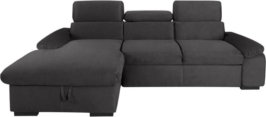 COTTA Hoekbank Lola L-vorm met hoofdeinde-functie & poef keuze met bedfunctie bedlade & armleuningverstelling (set)