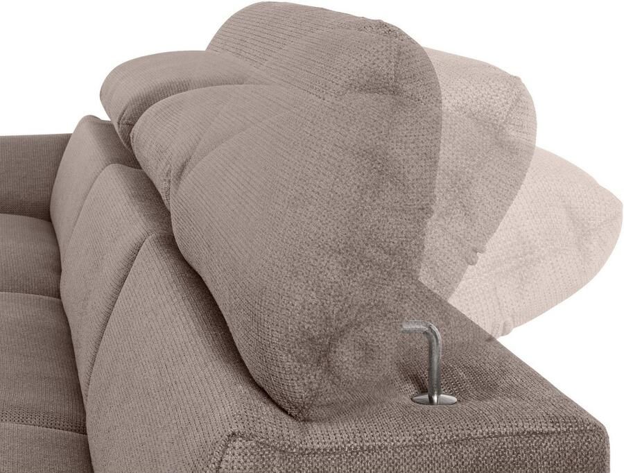 COTTA Hoekbank Lola L-vorm met hoofdeinde-functie & poef keuze met bedfunctie bedlade & armleuningverstelling (set) - Foto 2