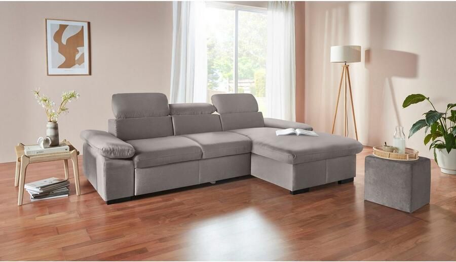 COTTA Hoekbank Lola L-vorm met hoofdeinde-functie & poef keuze met bedfunctie bedlade & armleuningverstelling (set) - Foto 6