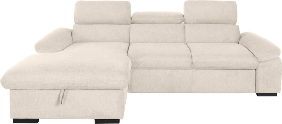 COTTA Hoekbank Lola L-vorm met hoofdeinde-functie & poef keuze met bedfunctie bedlade & armleuningverstelling (set)