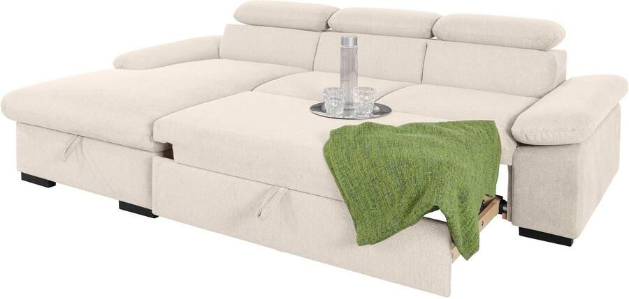 COTTA Hoekbank Lola L-vorm met hoofdeinde-functie & poef keuze met bedfunctie bedlade & armleuningverstelling (set) - Foto 8