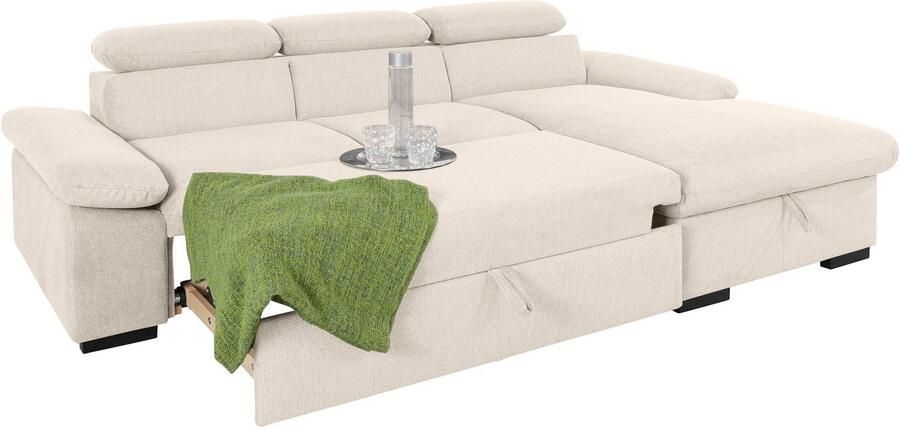 COTTA Hoekbank Lola L-vorm met hoofdeinde-functie & poef keuze met bedfunctie bedlade & armleuningverstelling (set) - Foto 8