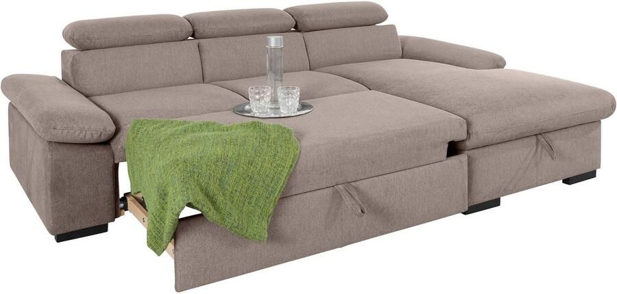 COTTA Hoekbank Lola L-vorm met hoofdeinde-functie & poef keuze met bedfunctie bedlade & armleuningverstelling (set) - Foto 7