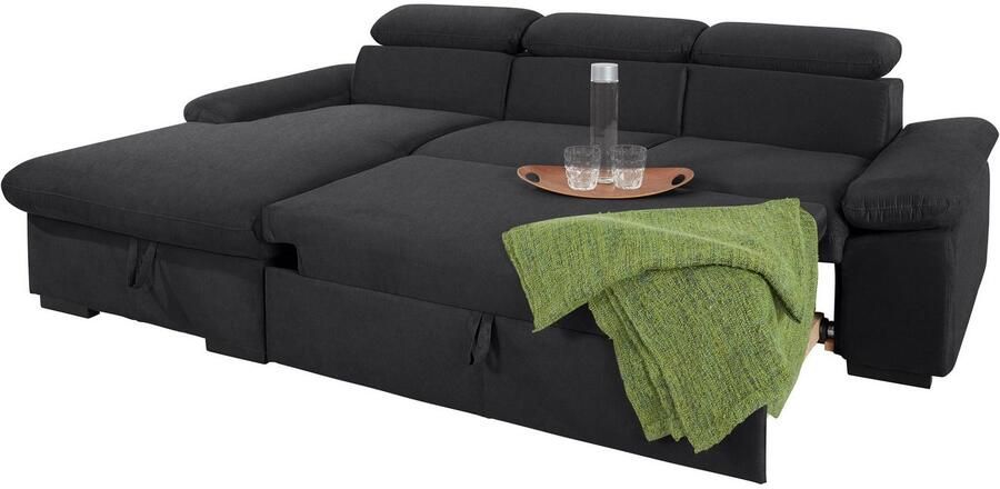 COTTA Hoekbank Lola L-vorm met hoofdeinde-functie & poef keuze met bedfunctie bedlade & armleuningverstelling (set) - Foto 8