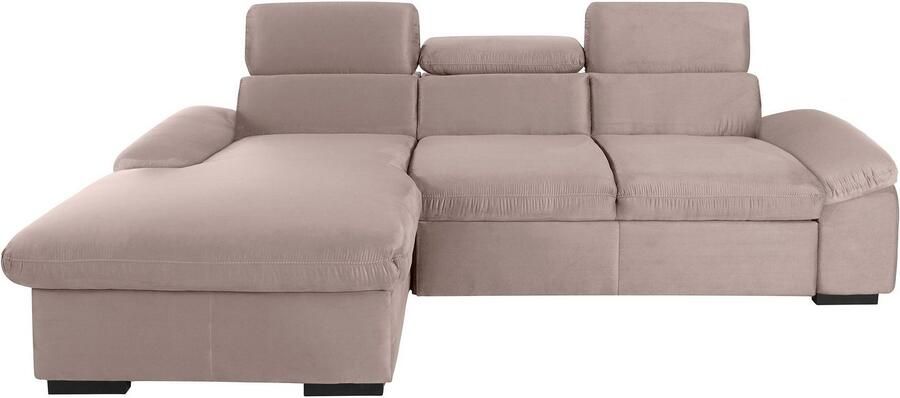 COTTA Hoekbank Lola L-vorm met hoofdeinde-functie & poef keuze met bedfunctie bedlade & armleuningverstelling (set)