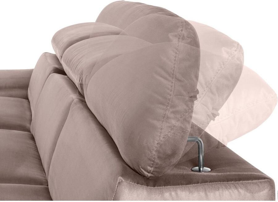 COTTA Hoekbank Lola L-vorm met hoofdeinde-functie & poef keuze met bedfunctie bedlade & armleuningverstelling (set) - Foto 3