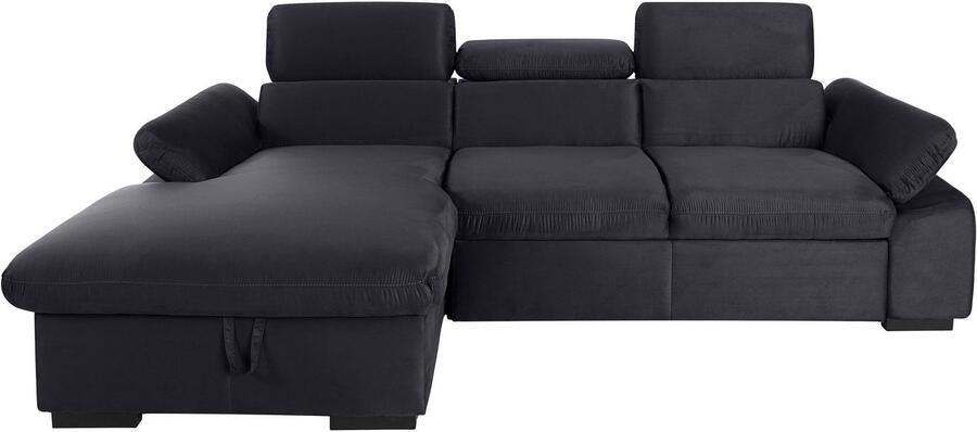 COTTA Hoekbank Lola L-vorm met hoofdeinde-functie & poef keuze met bedfunctie bedlade & armleuningverstelling (set)