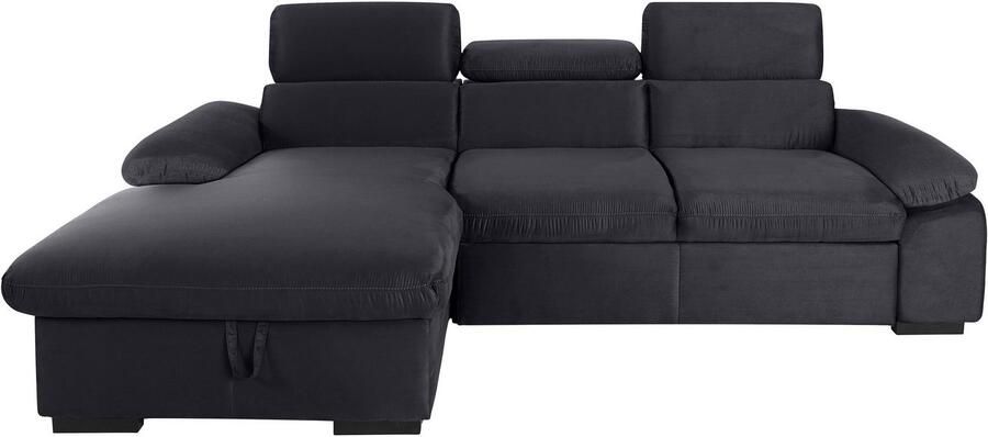 COTTA Hoekbank Lola L-vorm met hoofdeinde-functie & poef keuze met bedfunctie bedlade & armleuningverstelling (set)