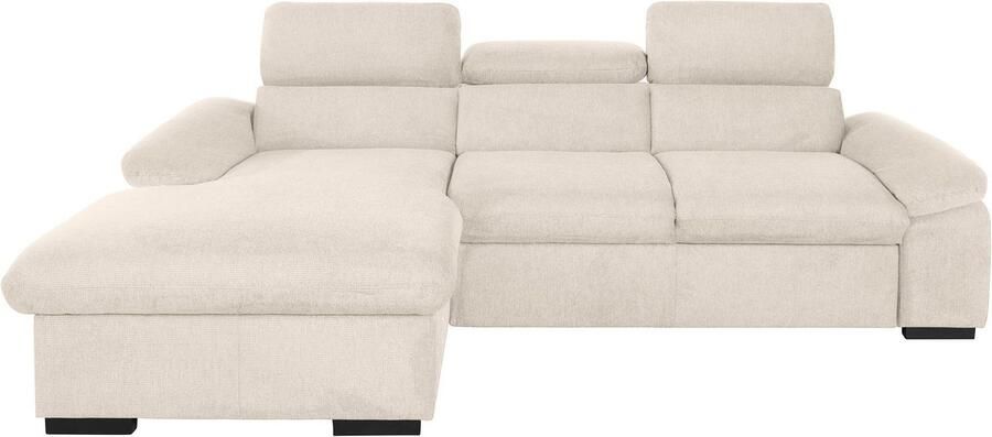 COTTA Hoekbank Lola L-vorm met hoofdeinde-functie & poef keuze met bedfunctie bedlade & armleuningverstelling (set)