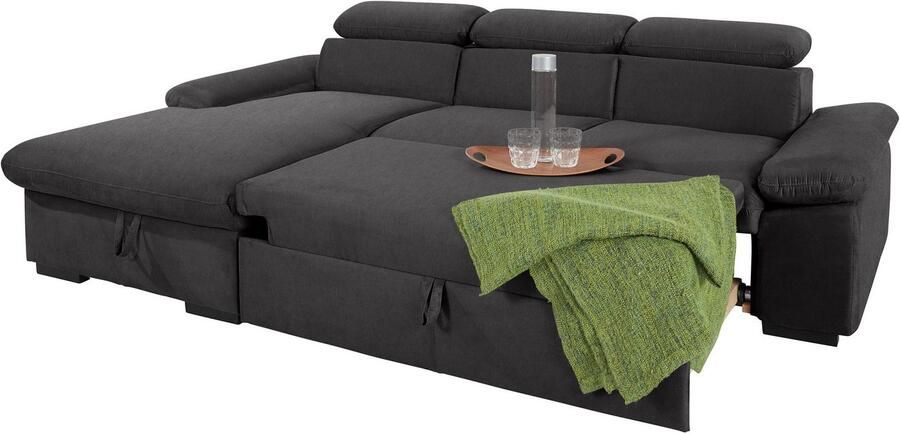 COTTA Hoekbank Lola L-vorm met hoofdeinde-functie & poef keuze met bedfunctie bedlade & armleuningverstelling (set) - Foto 8