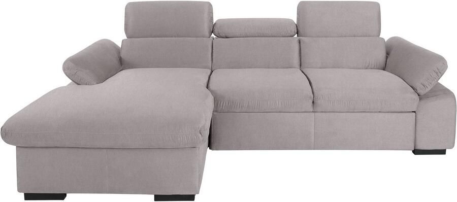 COTTA Hoekbank Lola L-vorm met hoofdeinde-functie & poef keuze met bedfunctie bedlade & armleuningverstelling (set)