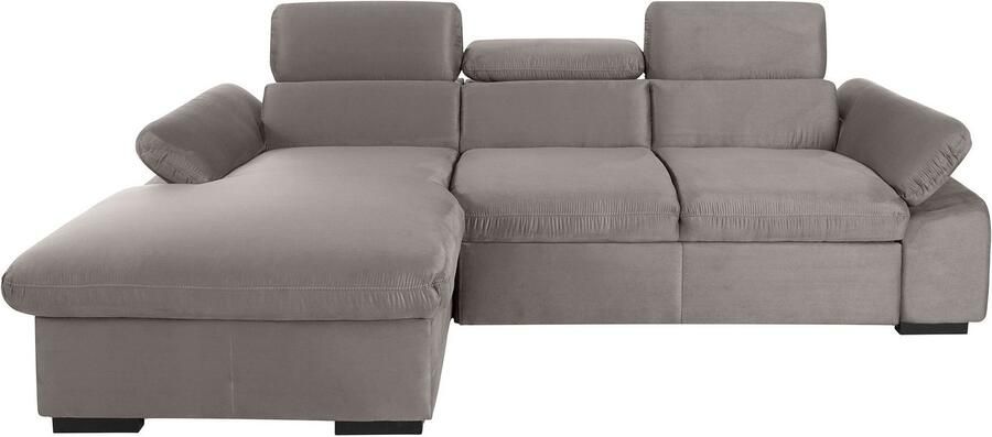 COTTA Hoekbank Lola L-vorm met hoofdeinde-functie & poef keuze met bedfunctie bedlade & armleuningverstelling (set)