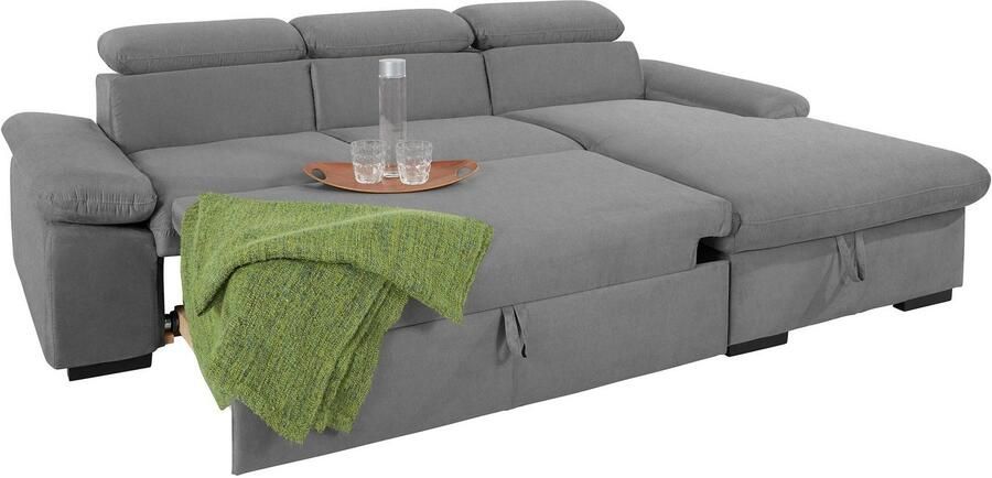 COTTA Hoekbank Lola L-vorm met hoofdeinde-functie & poef keuze met bedfunctie bedlade & armleuningverstelling (set) - Foto 8