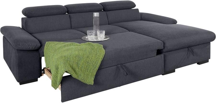 COTTA Hoekbank Lola L-vorm met hoofdeinde-functie & poef keuze met bedfunctie bedlade & armleuningverstelling (set) - Foto 8