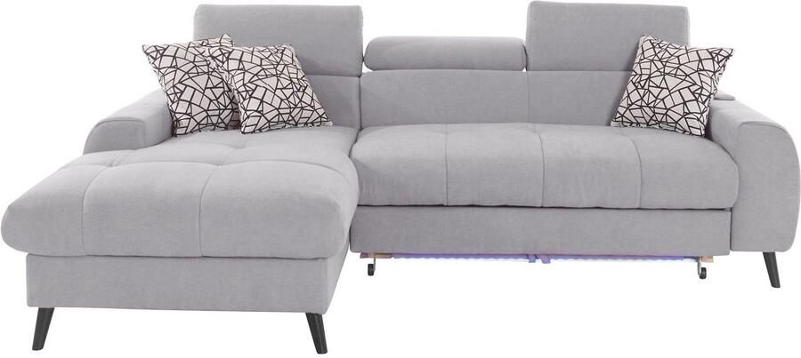 COTTA Hoekbank Mia L-vorm met 3 sierkussens keuze met bedfunctie bedlade verlichting & draadloze oplader - Foto 4