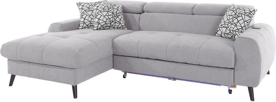 COTTA Hoekbank Mia L-vorm met 3 sierkussens keuze met bedfunctie bedlade verlichting & draadloze oplader - Foto 6