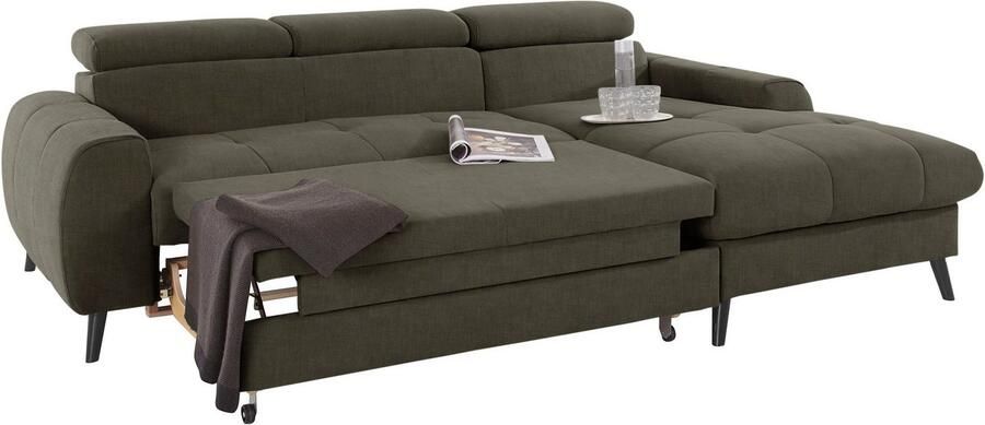 COTTA Hoekbank Mia L-vorm met 3 sierkussens keuze met bedfunctie bedlade verlichting & draadloze oplader - Foto 12