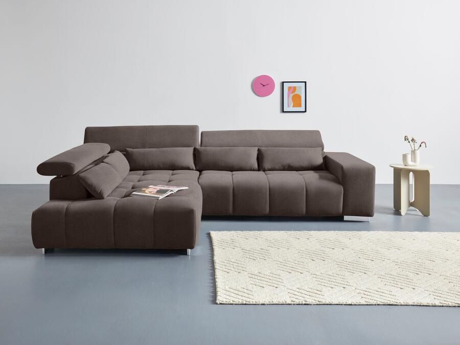 COTTA Hoekbank Orion L-vorm met hoofdbordverstelling & 5 lendenkussens