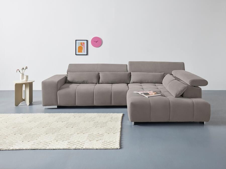 COTTA Hoekbank Orion L-vorm met hoofdbordverstelling & 5 lendenkussens