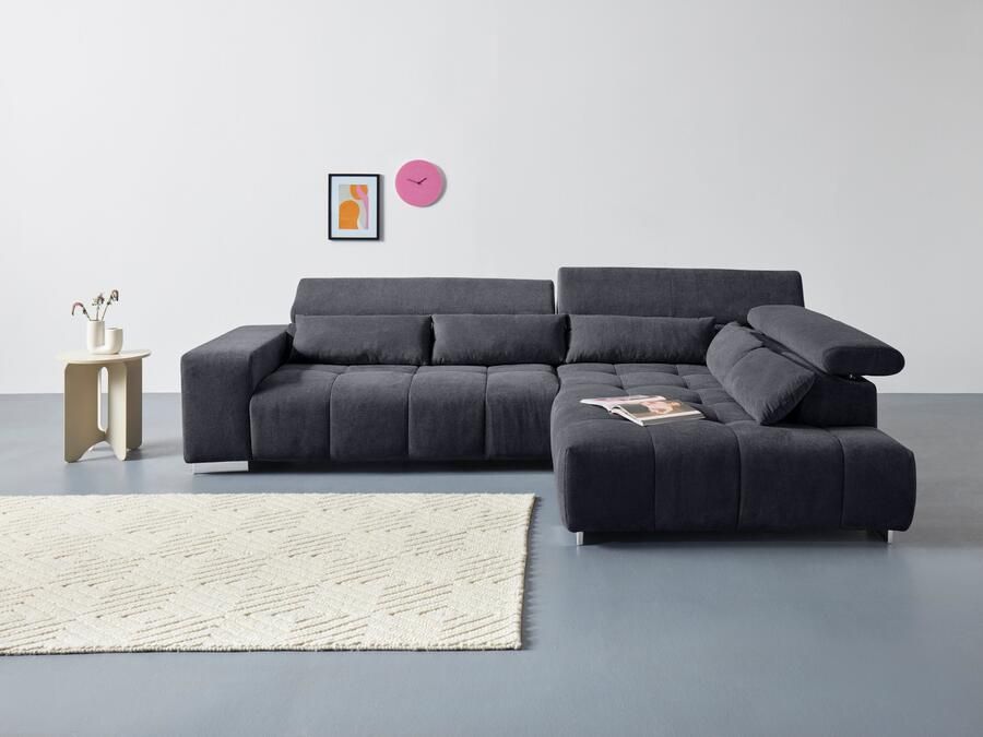 COTTA Hoekbank Orion L-vorm met hoofdbordverstelling & 5 lendenkussens