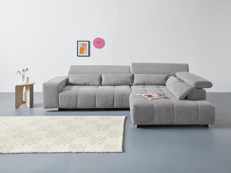 COTTA Hoekbank Orion L-vorm met hoofdbordverstelling & 5 lendenkussens