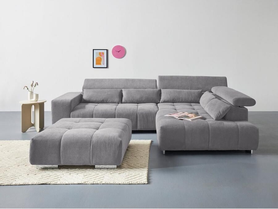 COTTA Hoekbank Orion L-vorm met hoofdbordverstelling & 5 lendenkussens