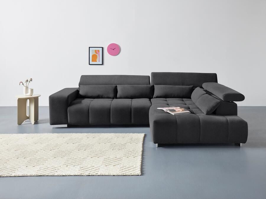 COTTA Hoekbank Orion L-vorm met hoofdbordverstelling & 5 lendenkussens