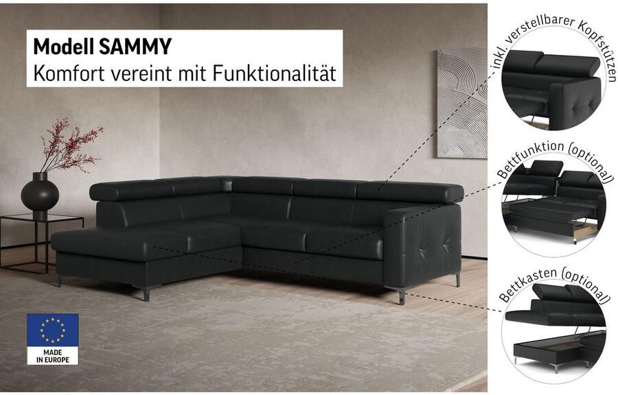 COTTA Hoekbank Sammy L-vorm met verstelbaar hoofdeind naar keuze met slaapfunctie & bedkist - Foto 2