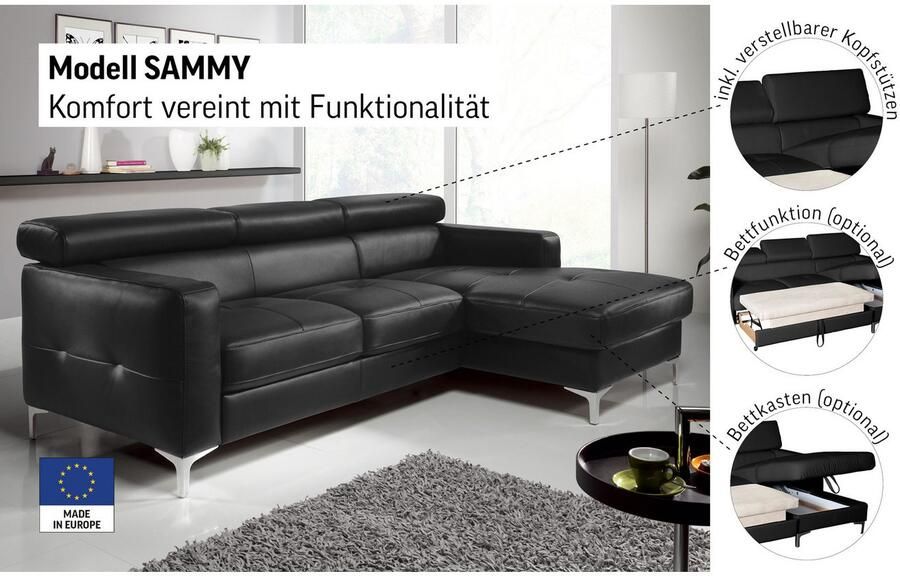 COTTA Hoekbank Sammy L-vorm met verstelbaar hoofdeind naar keuze met slaapfunctie & bedkist - Foto 2