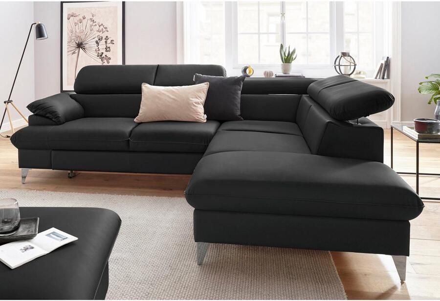 COTTA Zithoek Caluso L-vorm Set bestaande uit: hoekbank met hoofdverstelling & hocker - Foto 3