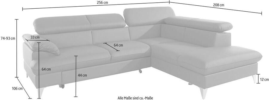 COTTA Zithoek Caluso L-vorm Set bestaande uit: hoekbank met hoofdverstelling & hocker - Foto 17