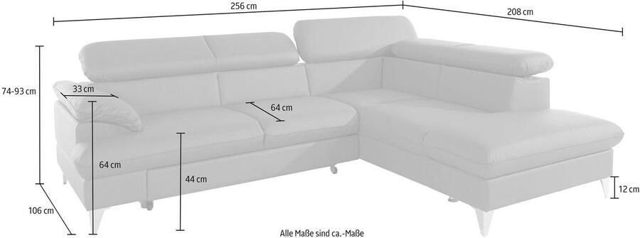 COTTA Zithoek Caluso L-vorm Set bestaande uit: hoekbank met hoofdverstelling & hocker - Foto 14