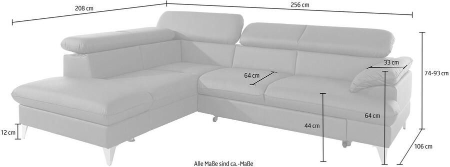 COTTA Zithoek Caluso L-vorm Set bestaande uit: hoekbank met hoofdverstelling & hocker - Foto 13