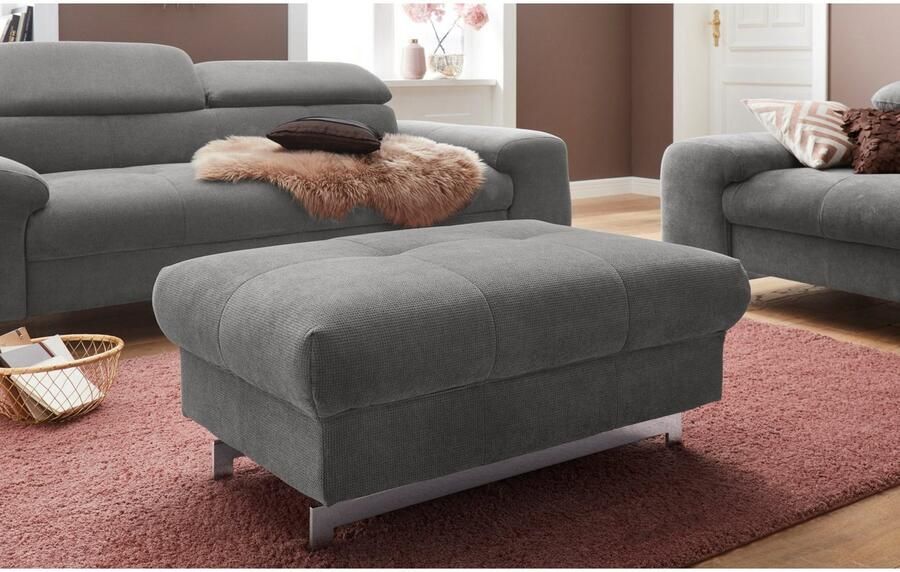 COTTA Zithoek Chef L-vorm Set bestaande uit: hoekbank met hoofdverstelling & hocker (set 2-delig) - Foto 4