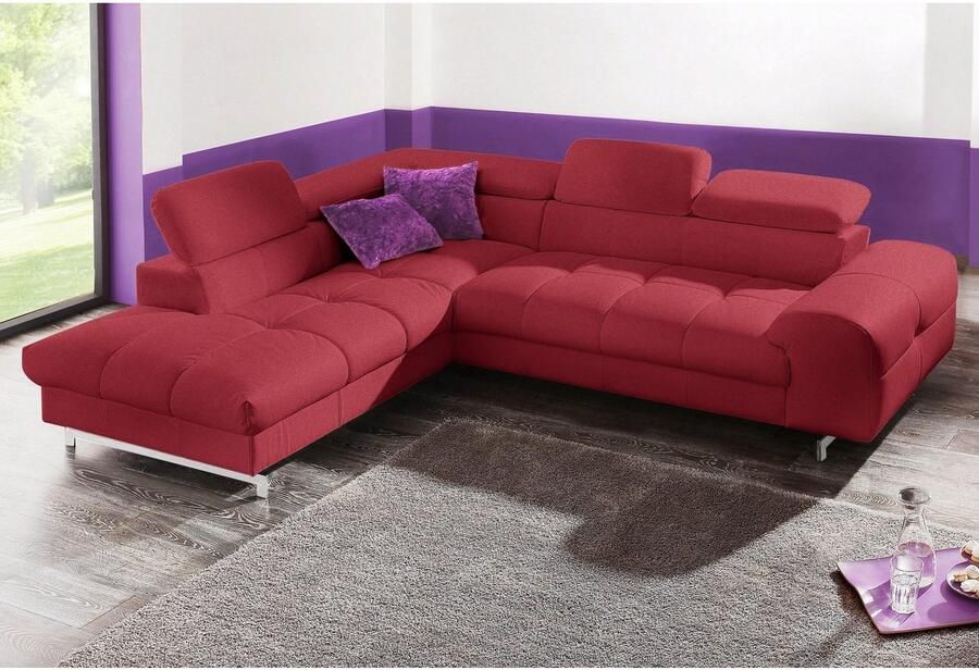 COTTA Zithoek Chef L-vorm Set bestaande uit: hoekbank met hoofdverstelling & hocker (set) - Foto 3