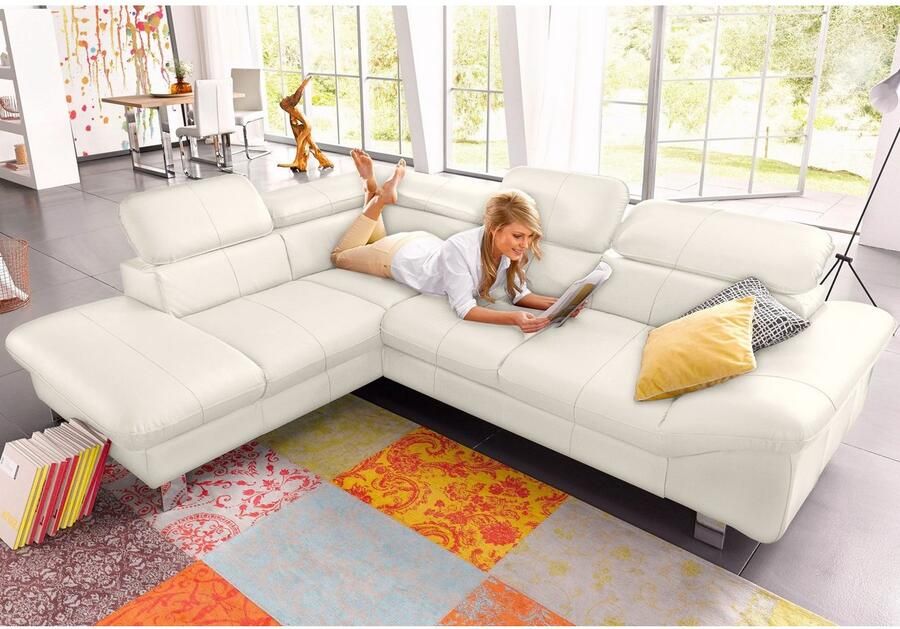 COTTA Zithoek Driver L-vorm Set bestaande uit: hoekbank met hoofdverstelling & hocker (set) - Foto 9