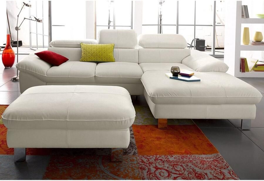 COTTA Zithoek Driver L-vorm Set bestaande uit: hoekbank met hoofdverstelling & hocker (set) - Foto 14