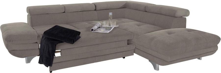 COTTA Zithoek Enterprise L-vorm Set bestaande uit: hoekbank met arm- & hoofdverstelling & hocker (set) - Foto 13