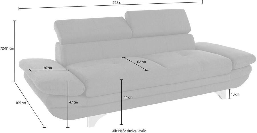COTTA Zithoek Enterprise Set bestaande uit 2 5-zitsbank met arm- & hoofdverstelling & hocker (set) - Foto 9
