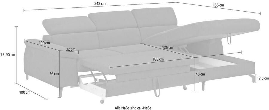 COTTA Zithoek Kitty L-vorm B: 242 resp. 100 cm (set: hoekbank & hocker) (set) - Foto 10