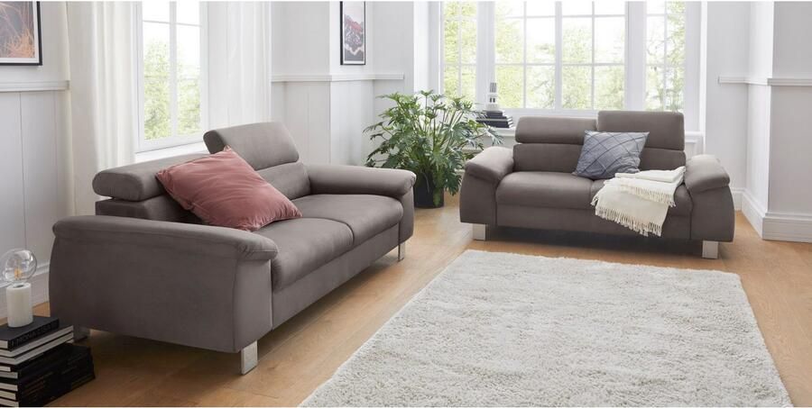 COTTA Zithoek Komaris B: 193 resp. 100 cm Set: 3-zitsbank & Hocker met hoofdverstelling (set) - Foto 7
