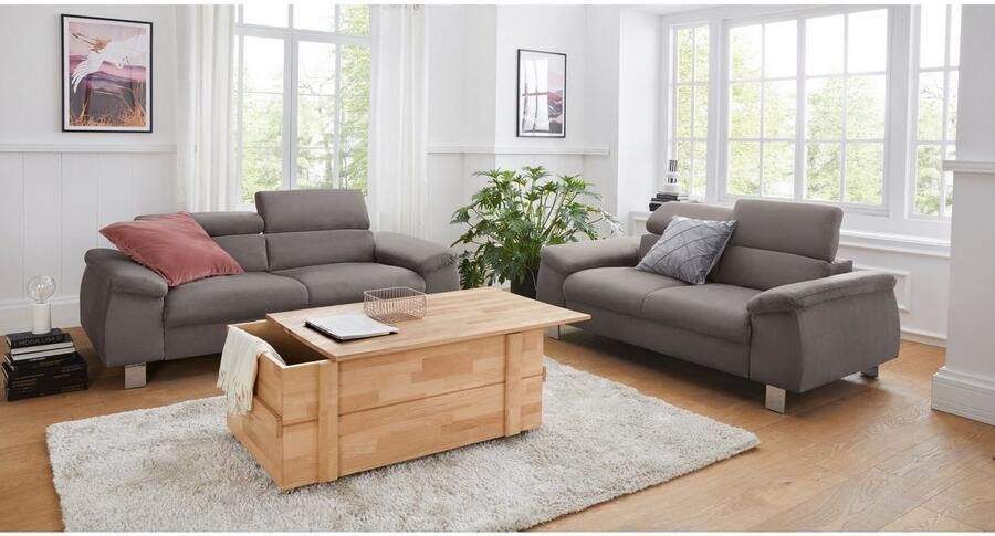 COTTA Zithoek Komaris B: 193 resp. 100 cm Set: 3-zitsbank & Hocker met hoofdverstelling (set) - Foto 5