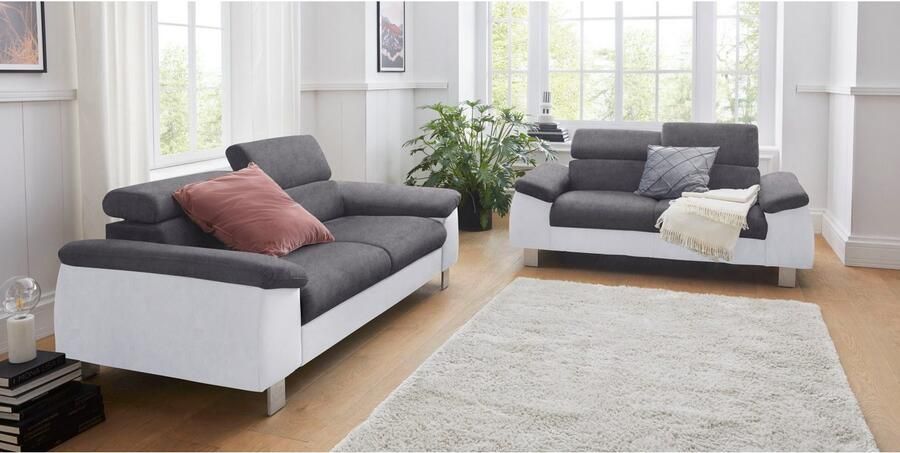 COTTA Zithoek Komaris B: 177 resp. 100 cm Set: 2-zitsbank & Hocker met hoofdverstelling (set) - Foto 8