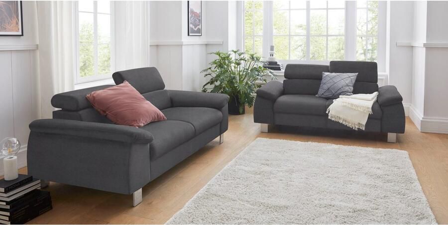 COTTA Zithoek Komaris B: 193 resp. 100 cm Set: 3-zitsbank & Hocker met hoofdverstelling (set) - Foto 7