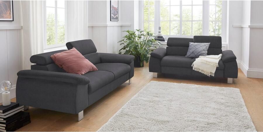 COTTA Zithoek Komaris B: 193 resp. 100 cm Set: 3-zitsbank & Hocker met hoofdverstelling (set) - Foto 6