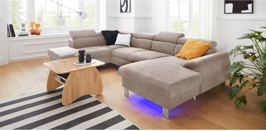 COTTA Zithoek Komaris U-vorm met hoofdeindeverstelling keuze met bedfunctie bedlade & verlichting - Foto 5
