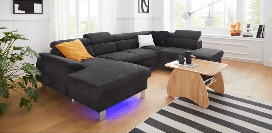 COTTA Zithoek Komaris U-vorm met hoofdeindeverstelling keuze met bedfunctie bedlade & verlichting - Foto 4