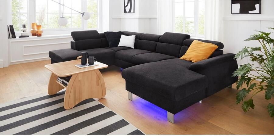 COTTA Zithoek Komaris U-vorm Set bestaande uit: woonlandschap met hoofdverstelling & hocker (set) - Foto 5